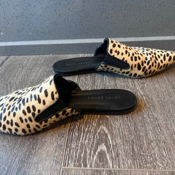 Jenni Kayne Pony Hair Mule Womens 39 /9 US Cheetah Slip On Point Toe Flat - Picture 3 of 10